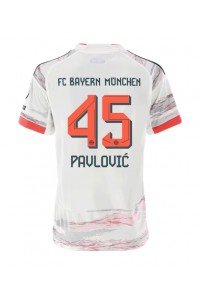 Bayern Munich Aleksandar Pavlovic #45 Jalkapallovaatteet Naisten Vieraspaita 2025-26 Lyhythihainen